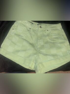 wild fable Mint Green Checkered Denim Shorts